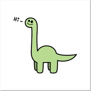 Brachiosaurus Dino Says Hi Green Posters and Art